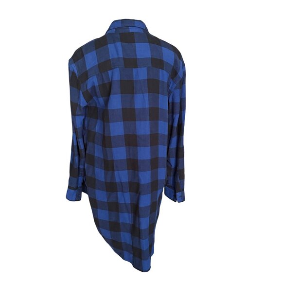 Cheap Monday Womens Blue & Black Plaid Button-Up Shirt Dress S With Waist Tie - Picture 5 of 6